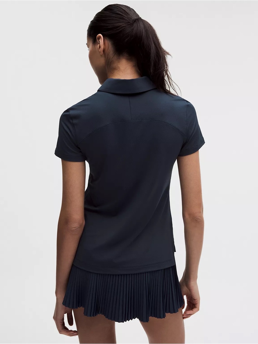 Lululemon Quick-Dry Short-Sleeve Polo Shirt Straight Hem size 2 navy blue - Picture 3 of 5